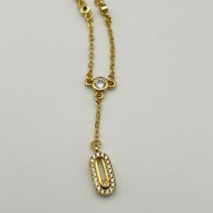 Oval Pendant Anklet Gold Over Sterling S925 With CZ Accents